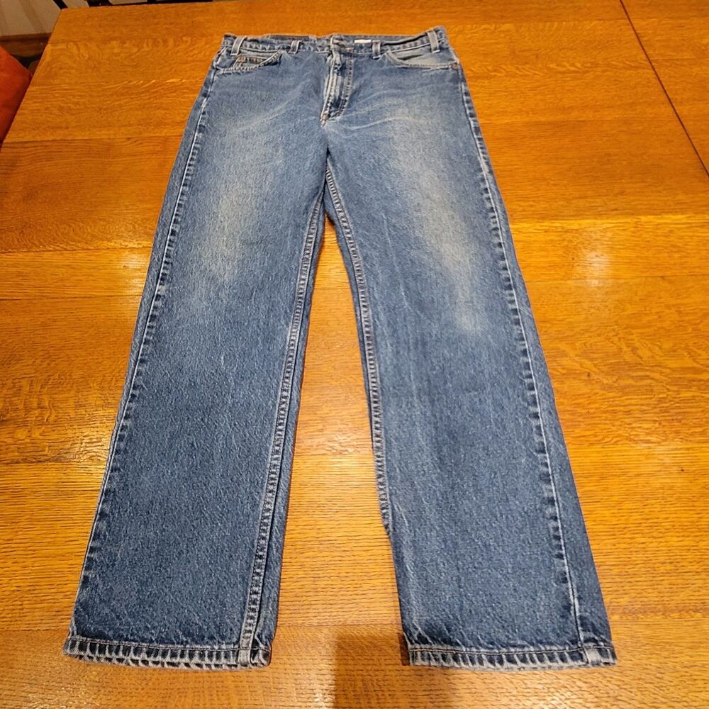 Vintage Levi's 505 Mens Jeans Orange Tag Blue Denim 36x32
